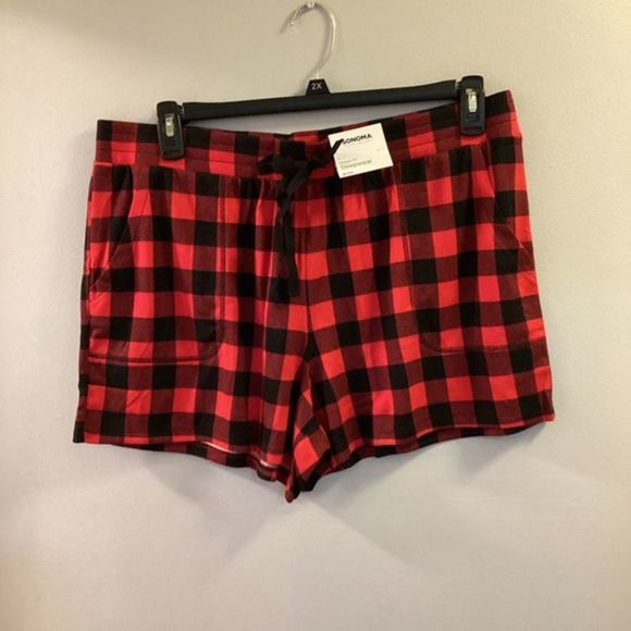 Sonoma sleep shorts Woman's size XL black and red plaid mid rise NWT - Picture 4 of 16